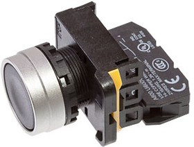 A204B-M1E10B, кнопка черная 250В 5А с контактами блоком A20-E10P