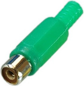 Разъем RCA гнездо пластик на кабель, зеленый, PL2153