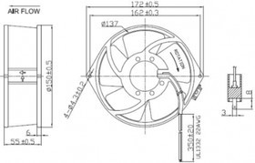 Вентилятор Krubo K-AC15055-A230-31 220V 44W 0.44A 172x150x38