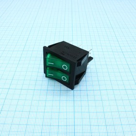 RK1-22 1X1X2N B/G"0-", Переключатель ON-OFF с подсветкой цвет корпуса (черный) цвет кнопки (зеленый) надпись на кнопке "0-"