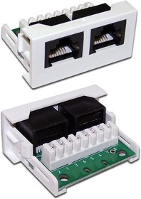 Вставка Mosaic 22.5x45 Y-адаптер, 2 компьютерных порта, белая, LAN-WA-LP-E2-E2-WH