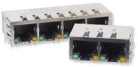 HFJ12-1G16ER-L12RL, Modular Connectors / Ethernet Connectors GIGABIT 1x2 Tab Down RJ45 w/mag G/Y LED
