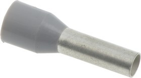 9019190000, Insulated Crimp Bootlace Ferrule, 10mm Pin Length, 2.8mm Pin Diameter, 4mm² Wire Size, Grey