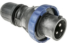 219.3233, IP66 Blue Cable Mount 2P + E Power Connector Plug ATEX, IECEx, Rated At 32A, 200 250 V