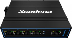 Scodeno XPTN-9000-45-5TP, серия Lite, индустриальный неуправляемый PoE коммутатор на DIN-рейку, 5 x 10/100 Base-T, IP40, -30 ~ +70