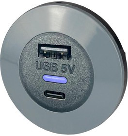PVPRO-ACFF, USB CHARGER RCPT, 2PORT, GREY