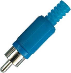 Разъем RCA штекер пластик на кабель, синий, PL2147