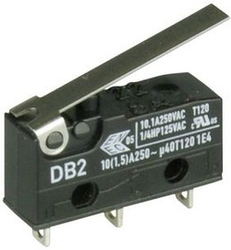 DB2C-A1LC, Micro Switch DB, 10A, 1CO, 2.5N, Flat Lever