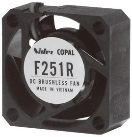 F251R-12LC, DC Fans Brushless DC Fan, 25 X 25 X 10mm, 12V DC, .05m3/min Air flow, 30 Pa Static pressure, 15db Noise, 1 sleeve bearing