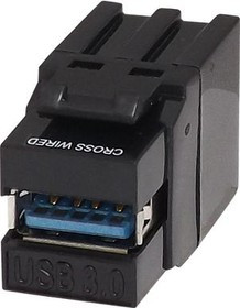 KCUAA3BK2, USB3.0 Coupler, Cross Wired, Black, USB 3.0 A Socket - USB 3.0 A Socket