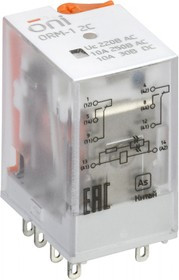 IEK ONI Реле интерфейсное ORM-1 2C 220В AC с LED и тест. кнопкой