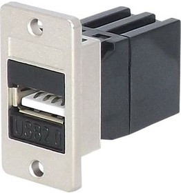KCUAA2BKPM, USB2 A to A Panel Mount Coupler, USB 2.0 A Socket - USB 2.0 A Socket