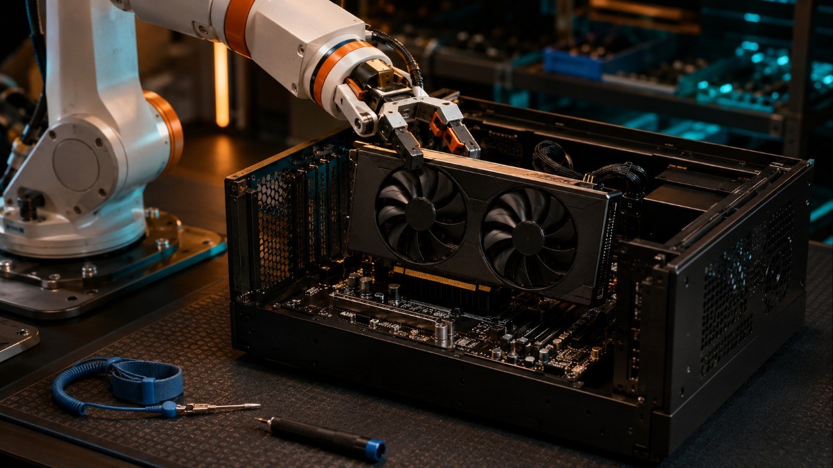 NVIDIA показала роботов, которые самостоятельно устанавливают GPU в платы