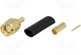 SMA1111A23G550, Вилка, SMA, "папа", прямой, 50Ом, обжим, на провод, тефлон, позолота