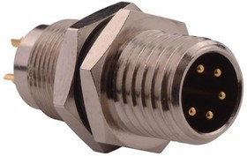 855-005-103R001, Разъем Кабеля, M Series, M8, Male, 5 Positions, Штырь для Пайки, Прямой Монтаж в Па