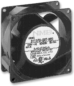 3115FS-23W-B30-A00, AC Axial Fan, серия 3115FS, 230V, Square, 80 мм, 38 мм, Качения, 33 фут³/мин