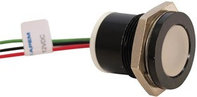 Q22F7BZZRYG12E, Многоцветные панельные индикаторы, обрамление из черного хрома, Красный, Желтый, Зеленый, 22 мм