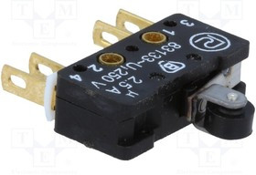 83 133 54ER7.5, Микропереключатель SNAP ACTION; с рычагом (с роликом); ON-(ON)