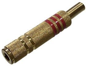 1-155G красный, разъем аудио 6.35мм гнездо стерео металл "позол." на кабель