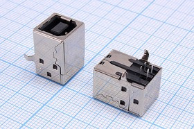 L-KLS1-151-B, Гнездо USB тип B угловое на плату, 4 контакта; №2995 K гн USB \B\4P2C\плат\угл\ L-KLS1-151-B\[USB B-FR]