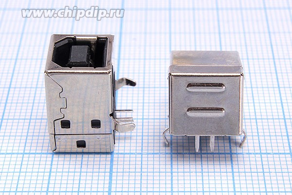 L-KLS1-151-B, Гнездо USB тип B угловое на плату, 4 контакта; №2995 K гн USB \B\4P2C\плат\угл\ L-KLS1-151-B\[USB B-FR]