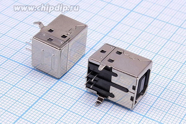 L-KLS1-151-B, Гнездо USB тип B угловое на плату, 4 контакта; №2995 K гн USB \B\4P2C\плат\угл\ L-KLS1-151-B\[USB B-FR]