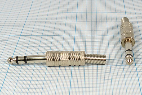 Вилка 6.3 стерео ,контакты 3C ,на кабель , пружинный хвост
