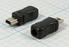 Разъем mini USB5PB вилка, тип B, контакты 5P, монтаж на кабель, miniUSB5PB