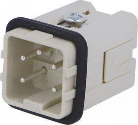 CKSM 04, Разъем квадратный, "папа", CKS, PIN 5, 4+PE, размер 21.21, 10А