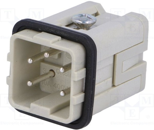 CKSM 04, Разъем квадратный, "папа", CKS, PIN 5, 4+PE, размер 21.21, 10А