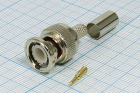 Высокочастотный штекер BNC под обжим под кабель RG59; №1467 шт BNC\RG59\\обж\