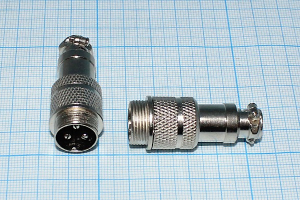 Штекер микрофонный MIC16 на кабель, 3 контакта, М16, QGX16M-3, аналог MC901-3P; Q-15187 штек мик MIC16\3P\каб\М16\\ QGX16M-3[MC901-3P]