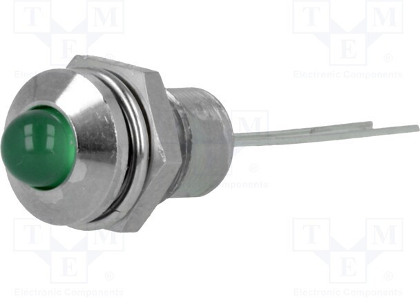 SMQS 082, Индикат.лампа LED, выпуклый, Отв 8,2мм, IP40, на печатную плату