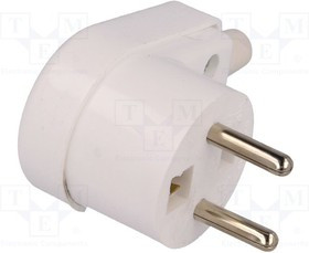 WT-20S, Разъем: питания AC, "папа", вилка, 2P+PE, 250ВAC, 16А, белый