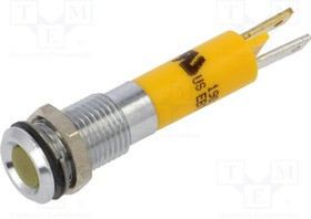 19010252, Индикат.лампа: LED; плоский; желтый; 12ВDC; O8мм; металл