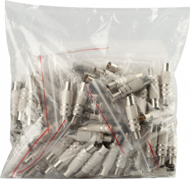 Разъем ЭРА штекер TV c пружиной никель упаковка 100 шт. Б0048302 Разъем ЭРА штекер TV c пружиной никель упаковка 100 шт. Б0048302