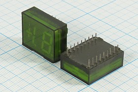 Светодиодный дисплей зеленый, 7 сегментов, 2 разряда, высота 12,7 мм, VQE-21; №5677 G СД дисплей 7/2