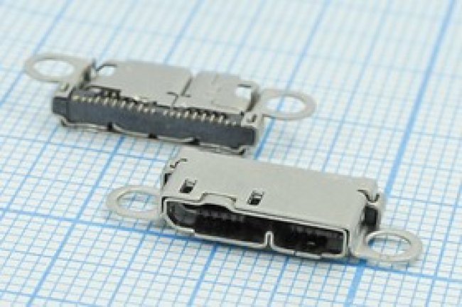 Разъем microUSB розетка, тип B, контакты 21C2Cотв, SMD, micro USB-B3,0NOTE3