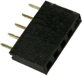 PBS-5 (DS-1023 - 1x5), Гнездо на плату 2.54мм 1х5pin прямое
