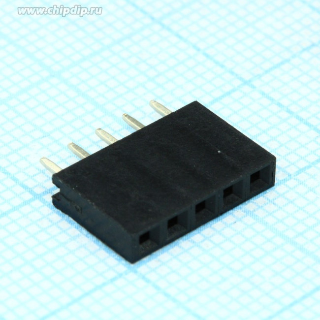 PBS-5 (DS-1023 - 1x5), Гнездо на плату 2.54мм 1х5pin прямое