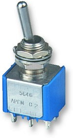 5637A, Рычажный переключатель, (Вкл.)-Выкл.-(Вкл.), SPDT, Без Подсветки, Серия 5000, Панель, 6 А