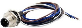 RND 205-01229, Circular Connector, M12, Plug, Right Angle, Poles - 4, Solder, Cable Mount