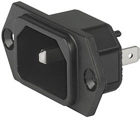 6100.3300.33, CONNECTOR, MAINS SOCKET, 15A, 250V, BLK