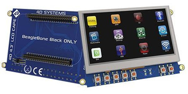 4DCAPE-43T, 4DCAPE-43T TFT LCD Colour Display / Touch Screen, 4.3in, 480 x 272pixels