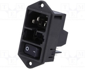 DD11.0121.1111, Разъем: питания AC, гнездо, "папа", 10А, 250ВAC, IEC 60320, 5x20мм