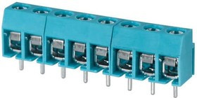 TB003-500-P08BE, Fixed Terminal Blocks Terminal block, screw type, 5.00 , horizontal, 8 poles, CUI Blue, Philip's head screw, PCB mount