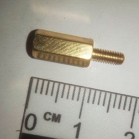 Стойка для печатных плат латунная М2,5 высота 10+6 мм (папа-мама)