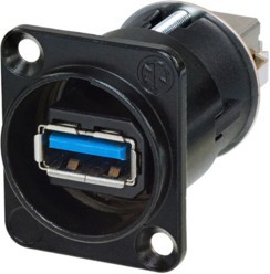 Neutrik NAUSB3-B проходной разъем USB 3.0, D-посадка, черный корпус gold contacts