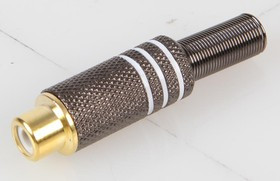 PSG08676, Аудио / видео разъем RCA, 2 контакт(-ов), Штекер, Корпус из Пластика, Черный, Белый