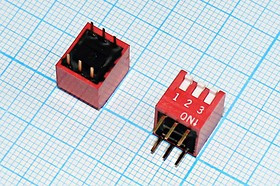 Переключатель DIP-03, шаг 2.54мм, ON-OFF, угловой; №803 ПDIP-03\ 6P2,54\ON-OFF\угл\DP-03\